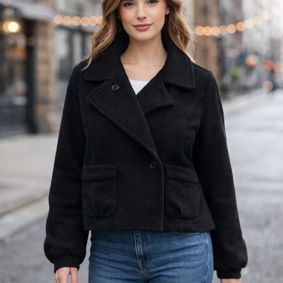 stradivarius Jackets & Blazers - Stradivarius Cropped Black Jacket with Bow Back Size Medium